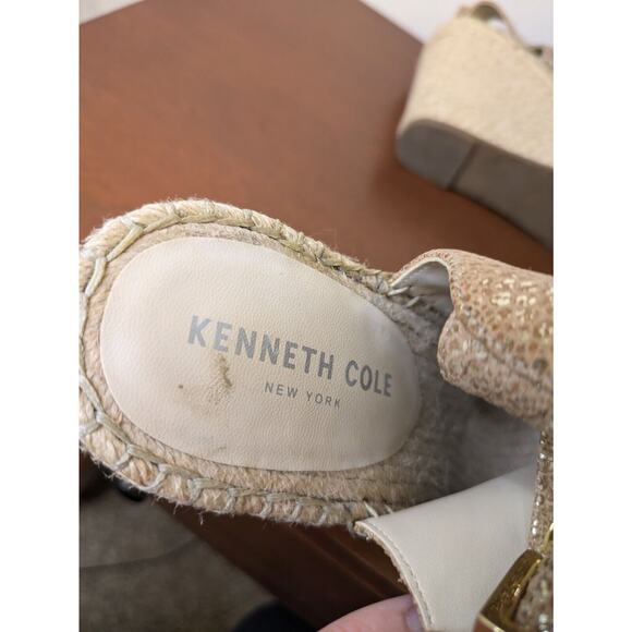 Kenneth Cole Women's Shoes Espadrilles Sparkly Gold Open Toe Size 7.5 Wedge. - Picture 7 of 8